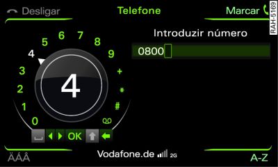 Introduzir o número de telefone por meio do soletrador